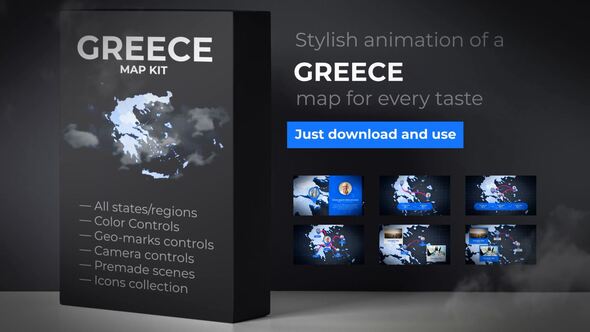 Greece Map - Hellenic Republic Map Kit - Hellas Animation