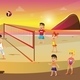 Children in Swimsuits Play Volleyball on Beach - GraphicRiver Item for Sale