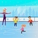 Kids Doing Figure Skating in Ice Rink Park Flat - GraphicRiver Item for Sale