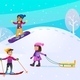 Winter Activities, Holiday Scene with Children - GraphicRiver Item for Sale