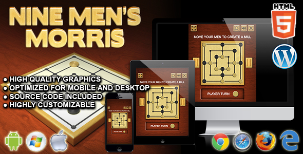 Nine Men&#39;s Morris - gra planszowa HTML5