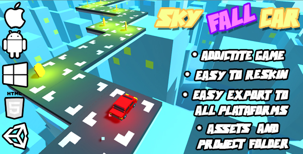 Sky Fall Car - Mobile Game (APK + Unity Project + Assets)