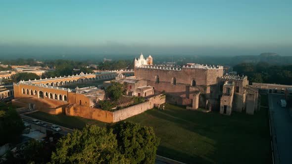 landing in the biggest church in Mexico, Izamal.