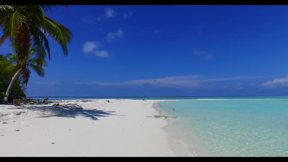 Aerial sky of beautiful coast beach lifestyle by blue water and white sand background of adventure a