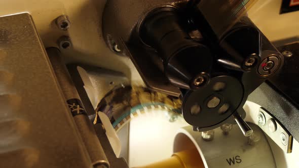 Film Runs Through a 35Mm Projector in a Movie Theater