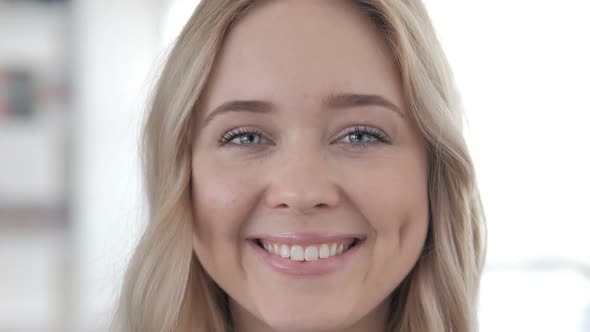 Close Up of Smiling Beautiful Woman