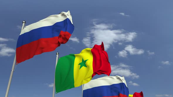Many Flags of Senegal and Russia