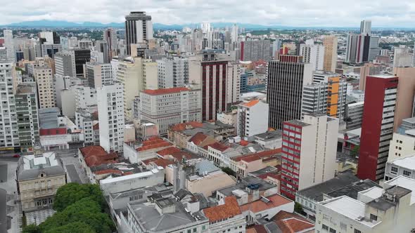 Curitiba, city historic center, Skyscrapers, Buildings (Brazil) aerial view