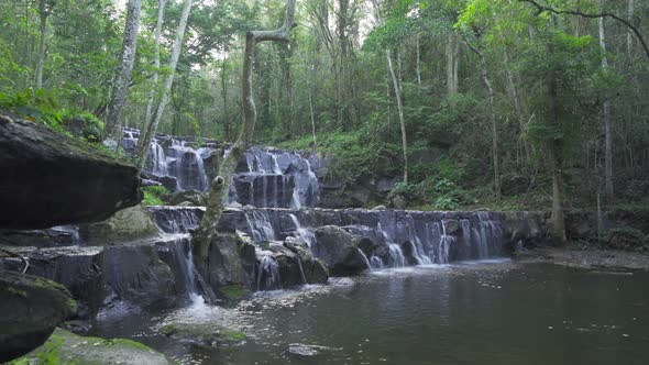 Namtok Samlan Waterfall. Nature landscape of Saraburi in natural park, Thailand