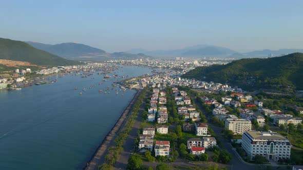 Aerial Shot of the An Vien District of the City of Nha Trang in Vietnam