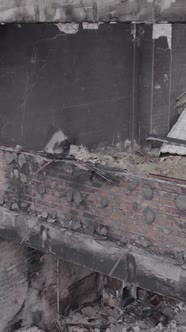 Vertical Video of a House That Was Damaged During the War in Ukraine