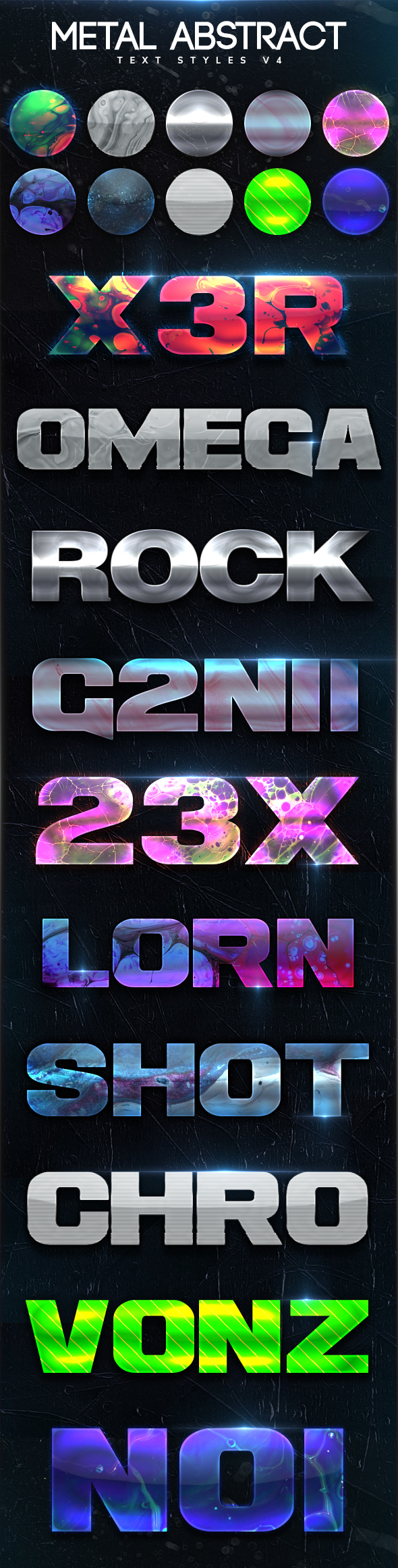 Metal Abstract Text Styles V4