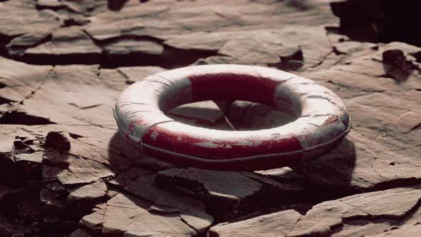 Very Old Abandoned Grungy Lifebuoy alt