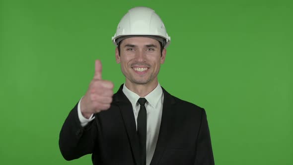 Young Engineer Showing Thumbs Up Chroma Key