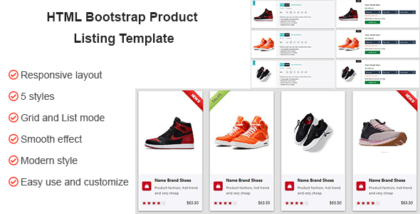 HTML CSS Product Listing Template