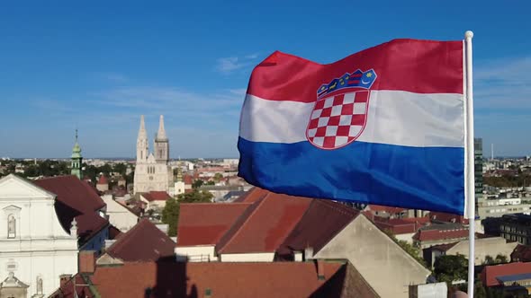 Croatian Flag in Zagreb of Croatia