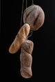 Fresh bread of various shapes hanging on the ropes on a black ba - PhotoDune Item for Sale