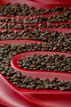 Coffee beans on a relief red background. - PhotoDune Item for Sale