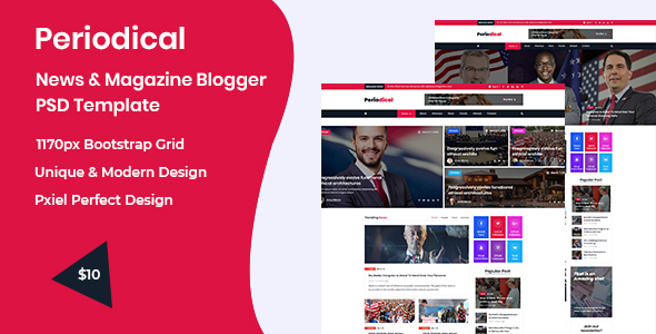 Periodical - News & Magazine Blogger PSD Template