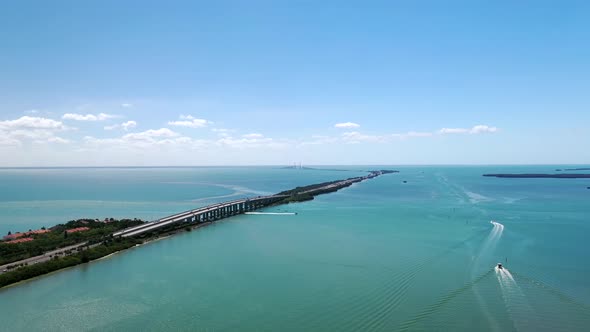 Aerial View Of Sunshine Skyway And Tampa Bay Connecting St. Petersburg, Florida To Terra Ceia.