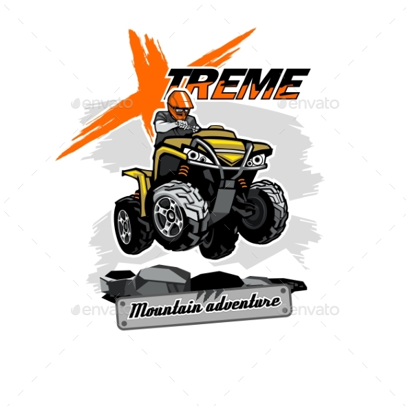 Quad Bike ATV Logo with Xtreme Mountain Adventure