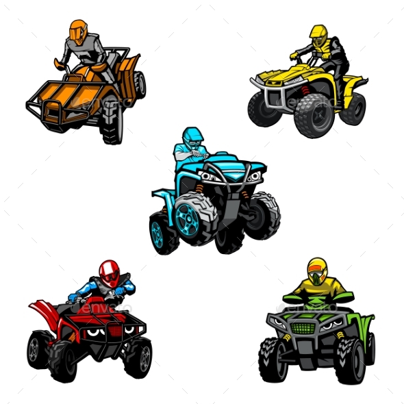 Five Full-color Quad Bikes From Different Angles