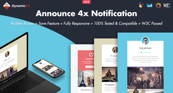 Announce - 4x Responsive Email + Online Builder