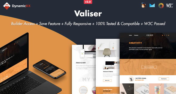 Valiser - Responsive Email + Online Template Builder