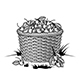 Retro Basket of Cherries Black and White - GraphicRiver Item for Sale