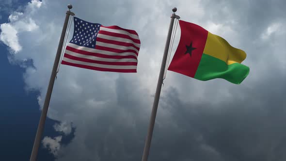 Waving Flags Of The United States And Guinea Bissau 2K