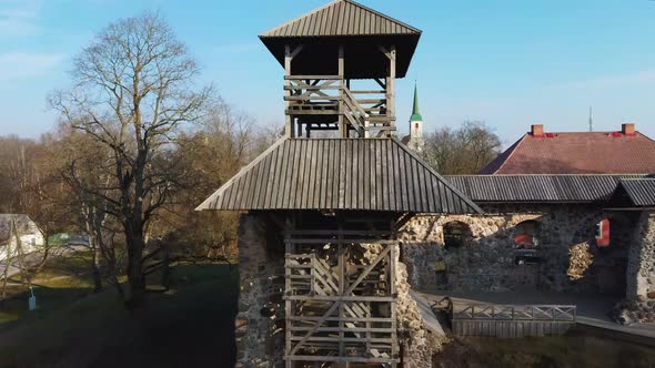 Latvia, Limbazi Medieval Castle Ruins  With New Created High Observation Tower