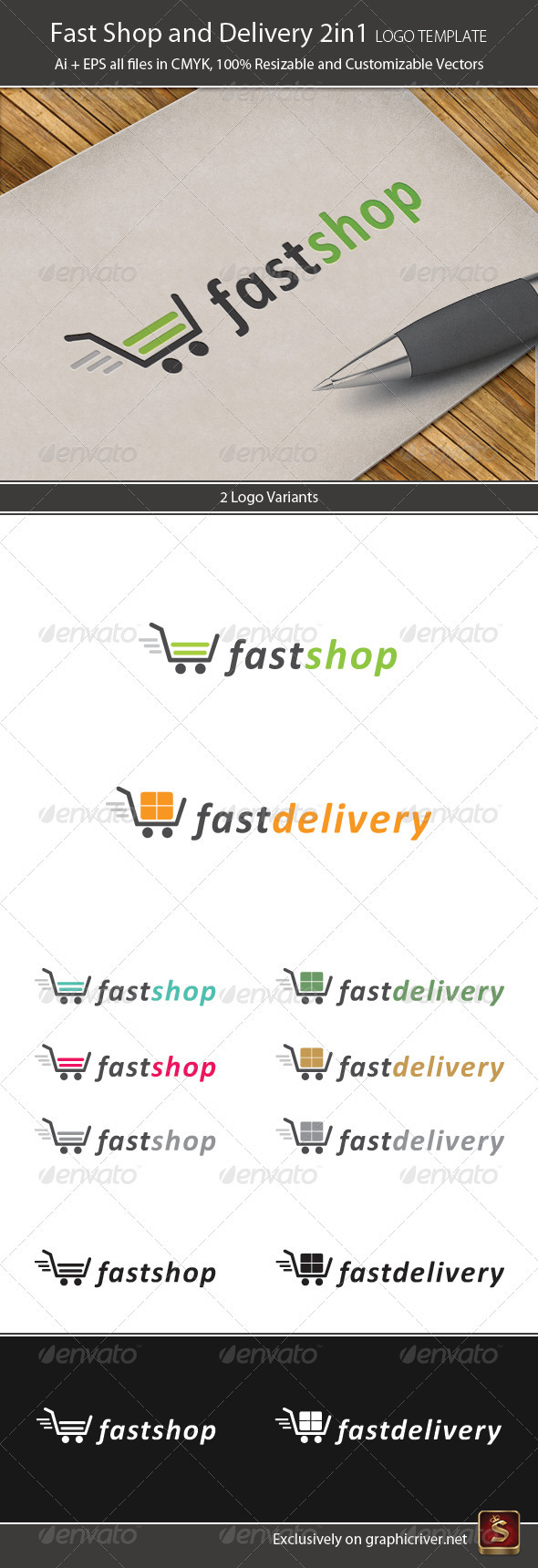 Fast Shop And Delivery 2in1 Logo Template