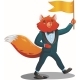 Fox Teacher in a Suit Comes with a Flag - GraphicRiver Item for Sale