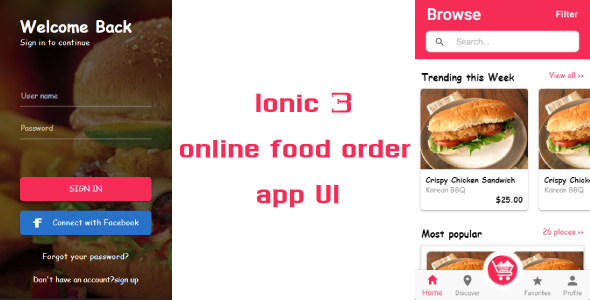 Ionic 3 online food order app template (Android - IOS)