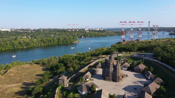 Cossack Settlement Zaporizhzhya Sich on The Island of Khortytsya