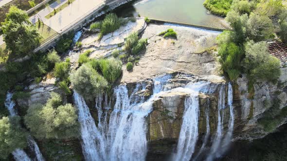 aerial view waterfall Turkey