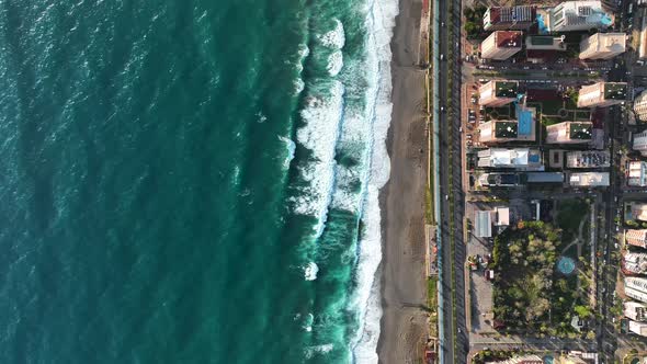 Sea waves in a storm aerial view 4 K