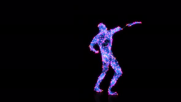 Energy Dancing Person Modern Hip Hop Dance Stylish Multicolor Neon Glowing Body