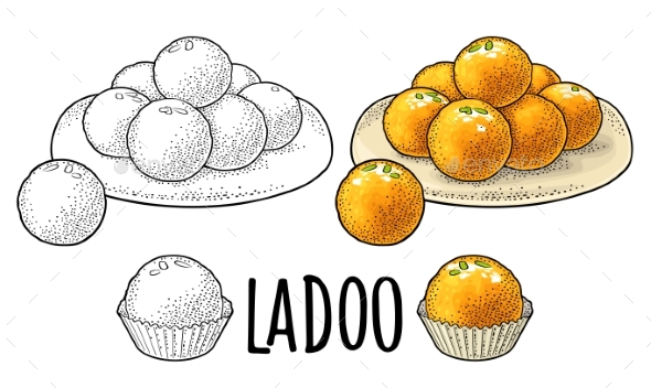 Indian Traditional Sweets Ladoo in Plate
