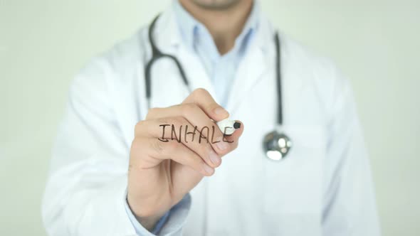 Inhaler, Doctor Writing on Transparent Screen
