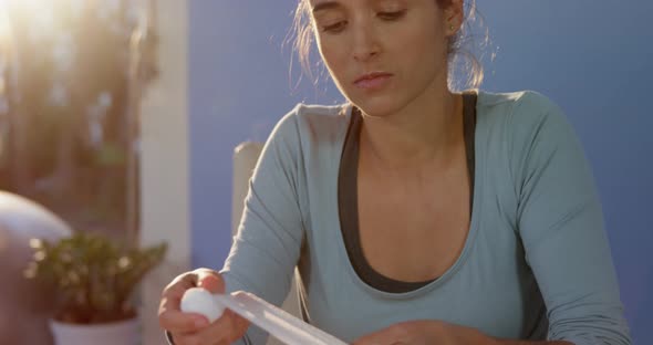 Woman wrapping hands alt