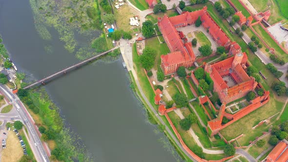 Aerial view of Castle of the Teutonic Order in Malbork, Malbork ( Zamek w Maborku, Ordensburg Marien