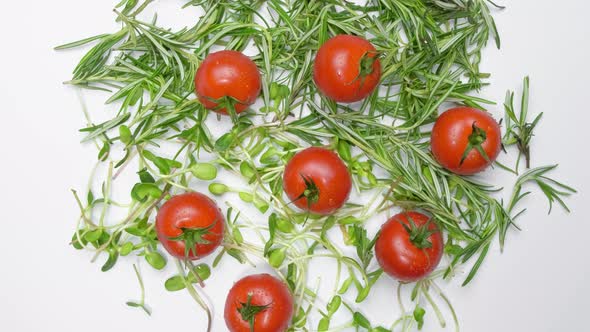 Fresh Tomatoes on White Background Top View