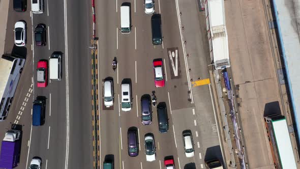 Top view of cross harbor tunnel in Hong Kong