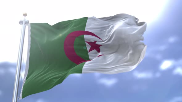 National flag of Algeria waving in slow motion