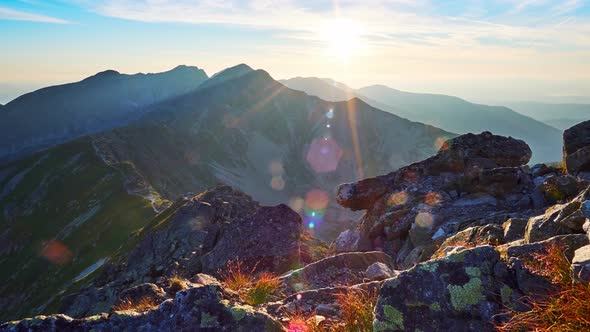 Beautiful time lapse of mountain sunset in Slovakia mountain - Rohace, Tatras panorama