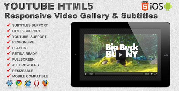 Responsive Video Gallery Youtube HTML5 & Subtitles