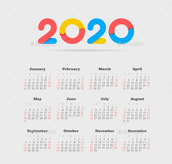 Vector Calendar 2020 Year