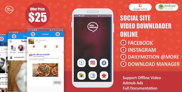 Social Download | Videos Downloader For All Social Media Sites With Admob Ads