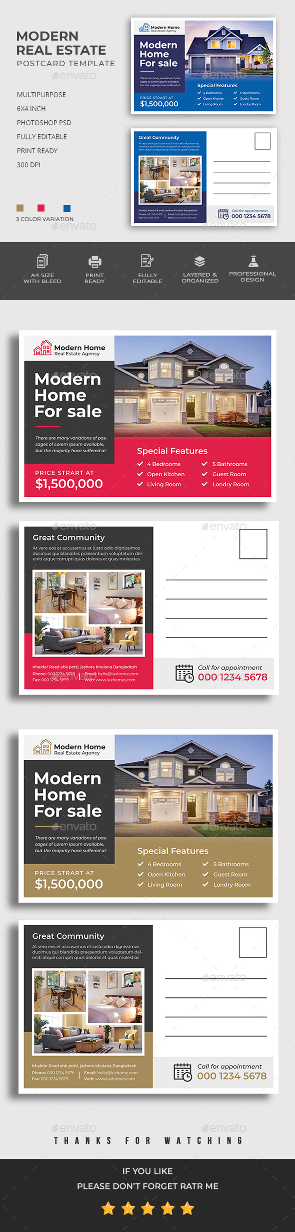 Property Postcard Graphics Designs Templates